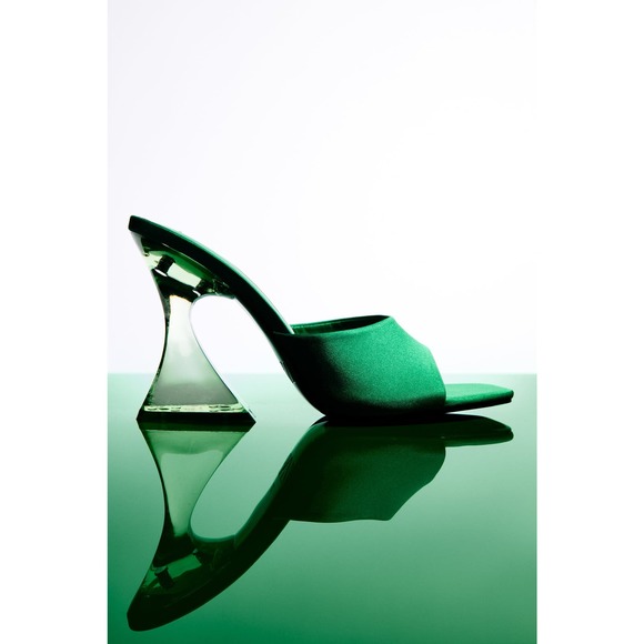 Zara Shoes - Zara Green High Heeled Methacrylate Sandals | Size 8 | LIKE NEW